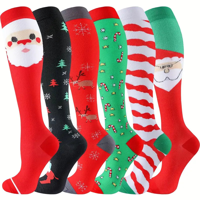 Christmas Compression Socks-6 pairs