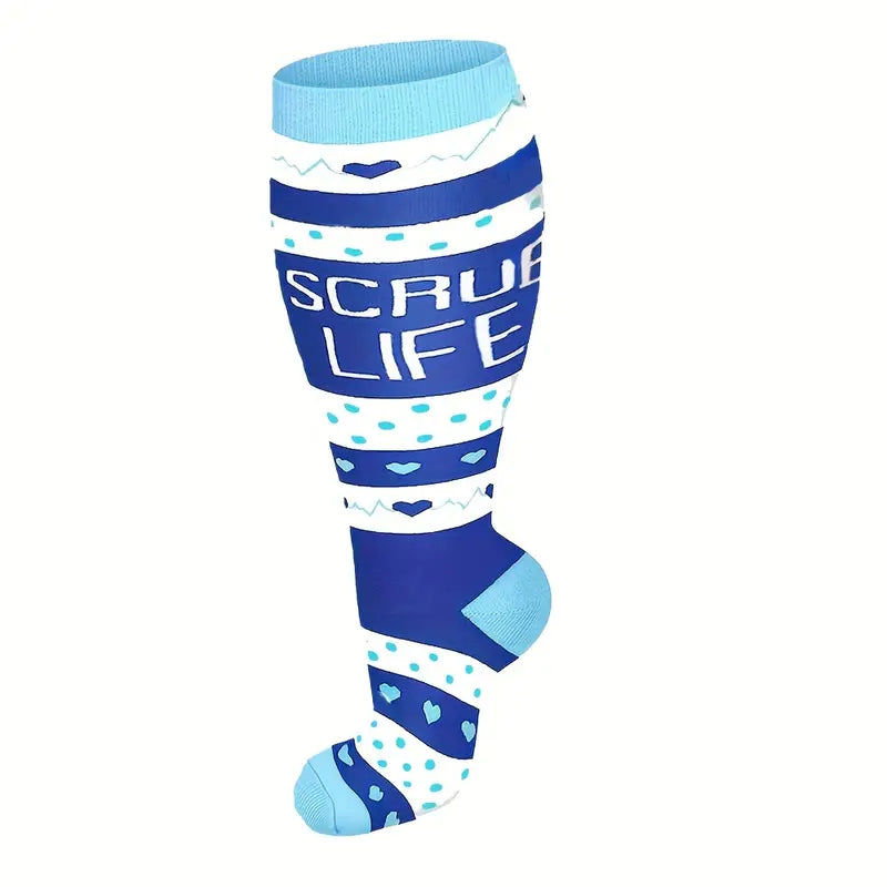 3 Pairs Unisex Nursing Wide Calf Compression Socks (20-30 mmHG