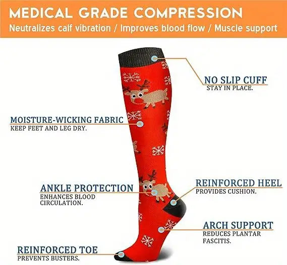 Christmas Compression Socks-6 pairs