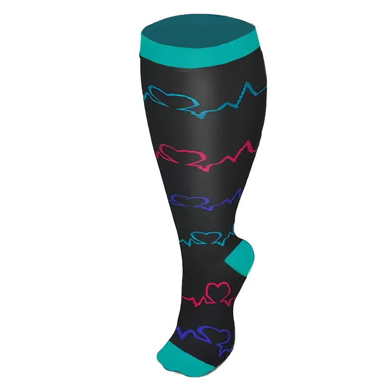 3 Pairs Unisex Nursing Wide Calf Compression Socks (20-30 mmHG