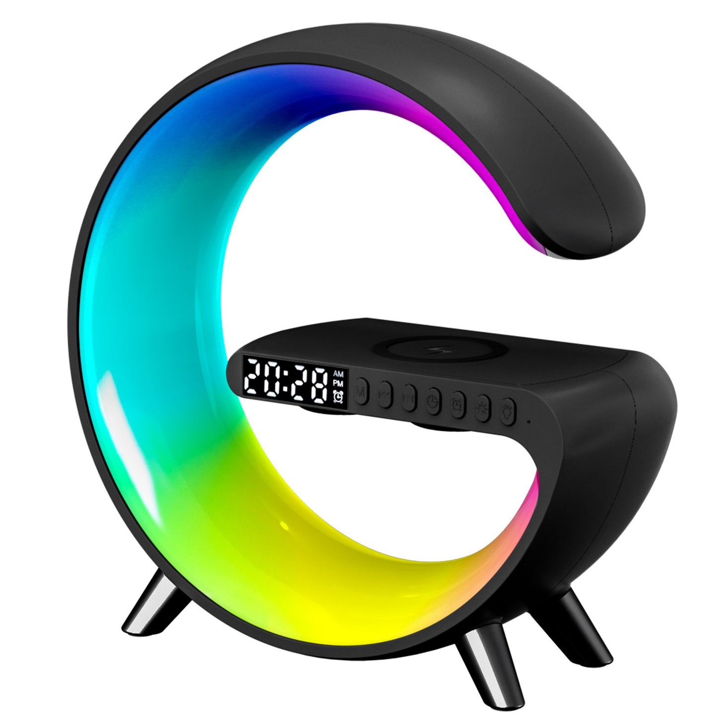 RGB Light Bar Smart Light Sunrise Alarm Clock; Dimmable Table Lamp With Fast Wireless Charger