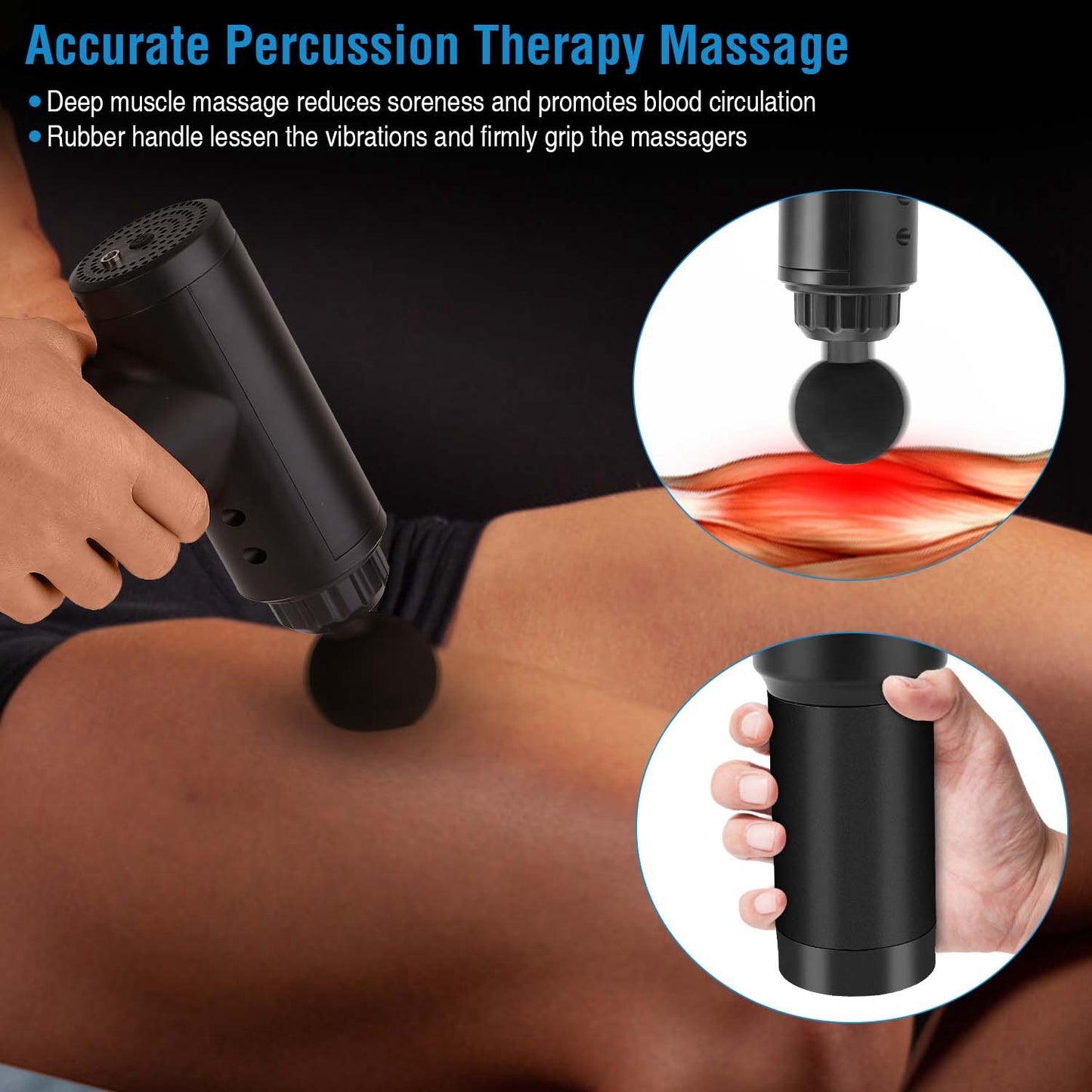 Percussion Massage Gun Rechargeable Deep Tissue Vibration Massager