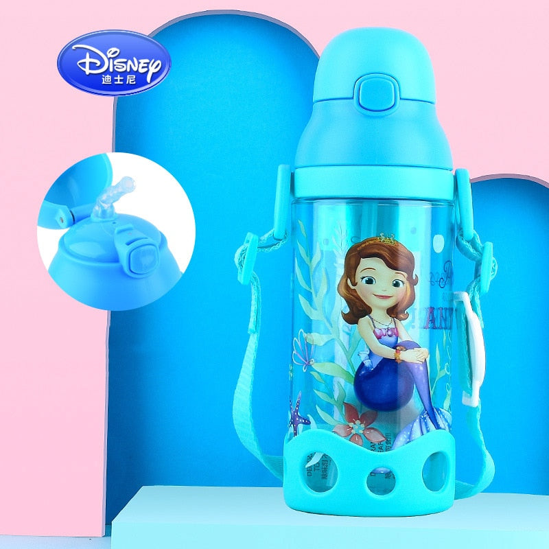 Children Character  Cups Cartoon Plastic Solid. Convenient Outdoor Child Sports Bottle With Straw