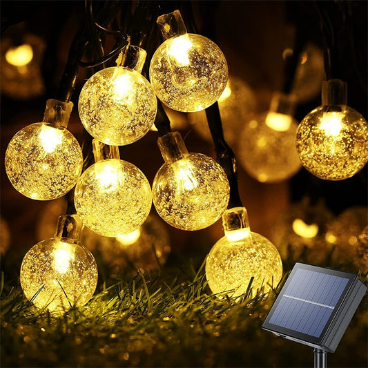 8 Mode Solar String Outdoor Led Crystal Globe Lights. (20-60 LED Globe Lights)