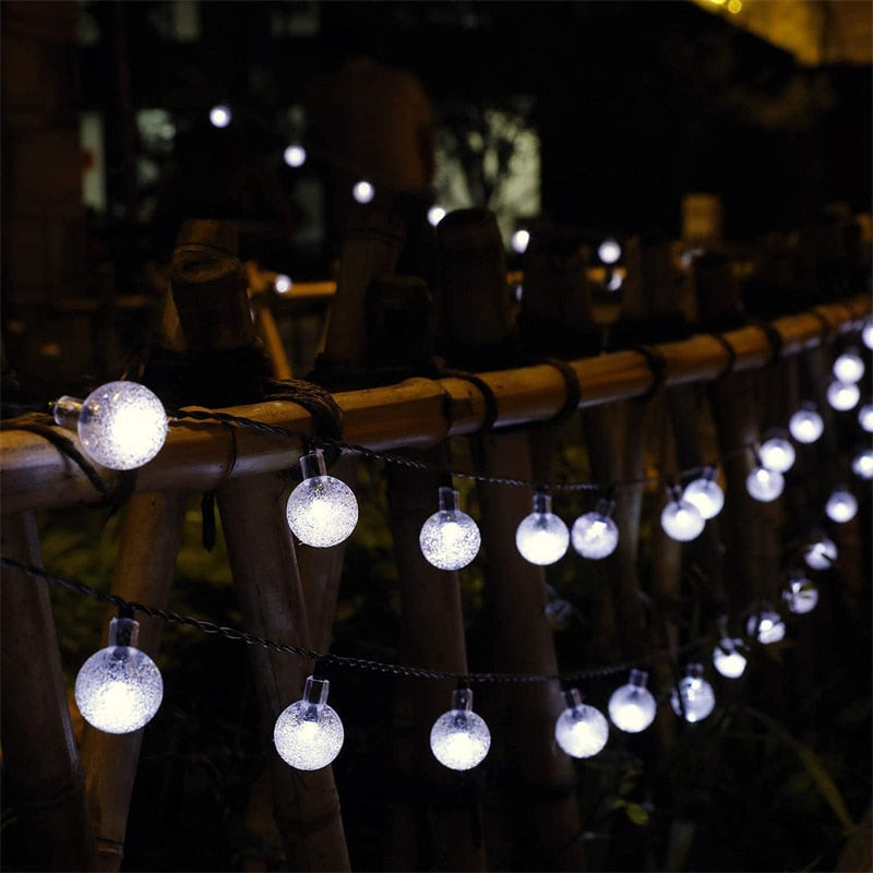 8 Mode Solar String Outdoor Led Crystal Globe Lights. (20-60 LED Globe Lights)