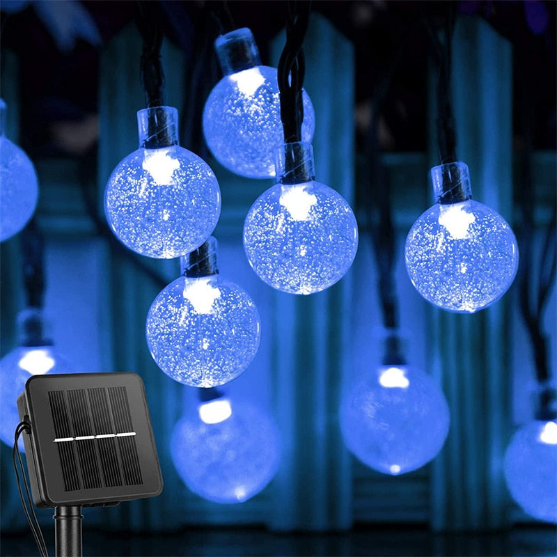 8 Mode Solar String Outdoor Led Crystal Globe Lights. (20-60 LED Globe Lights)