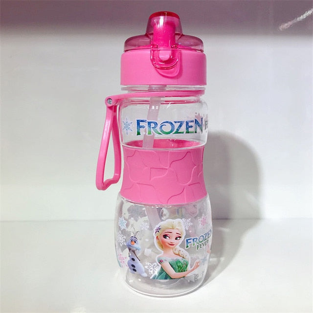 Children Character  Cups Cartoon Plastic Solid. Convenient Outdoor Child Sports Bottle With Straw