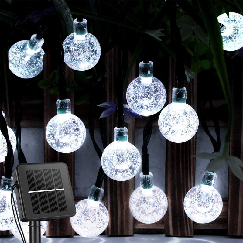 8 Mode Solar String Outdoor Led Crystal Globe Lights. (20-60 LED Globe Lights)