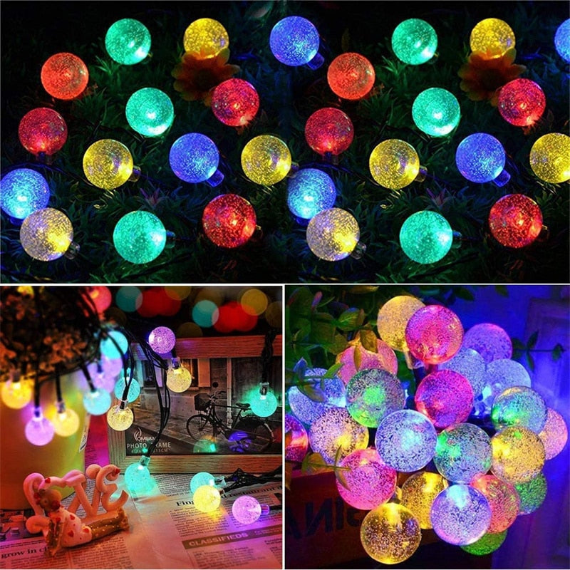 8 Mode Solar String Outdoor Led Crystal Globe Lights. (20-60 LED Globe Lights)