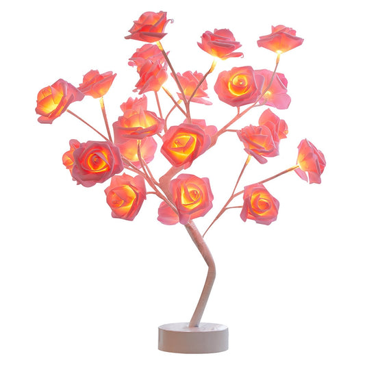 USB Battery Operated LED Table Rose Flower Bonsai Tree Night Light