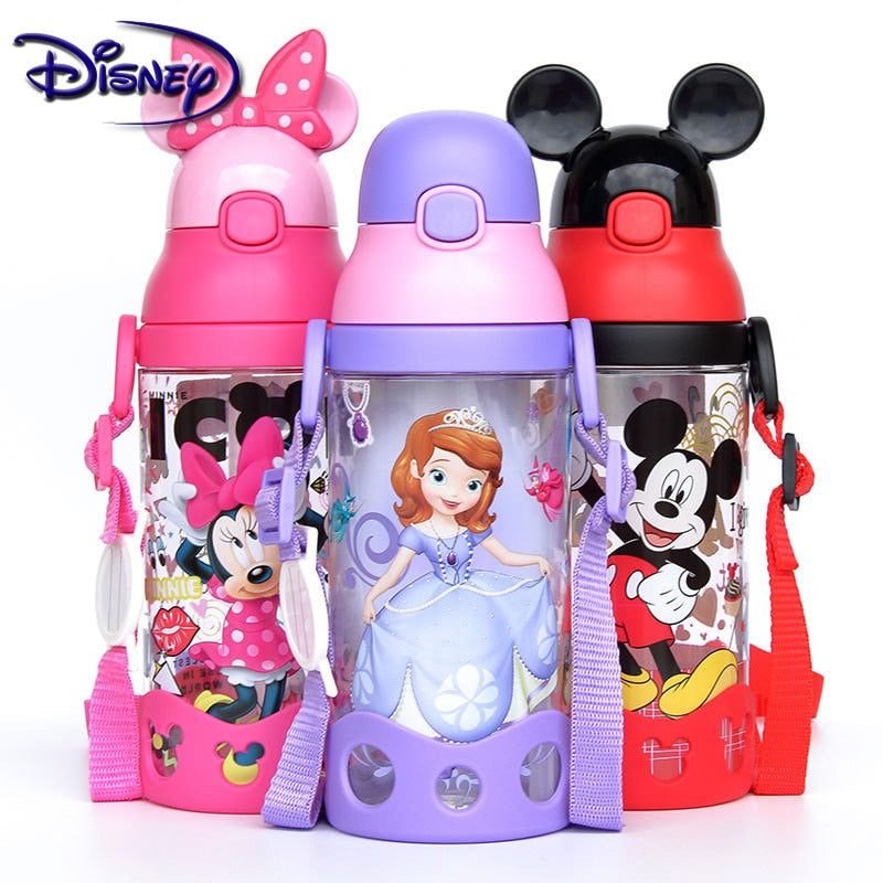 Children Character  Cups Cartoon Plastic Solid. Convenient Outdoor Child Sports Bottle With Straw