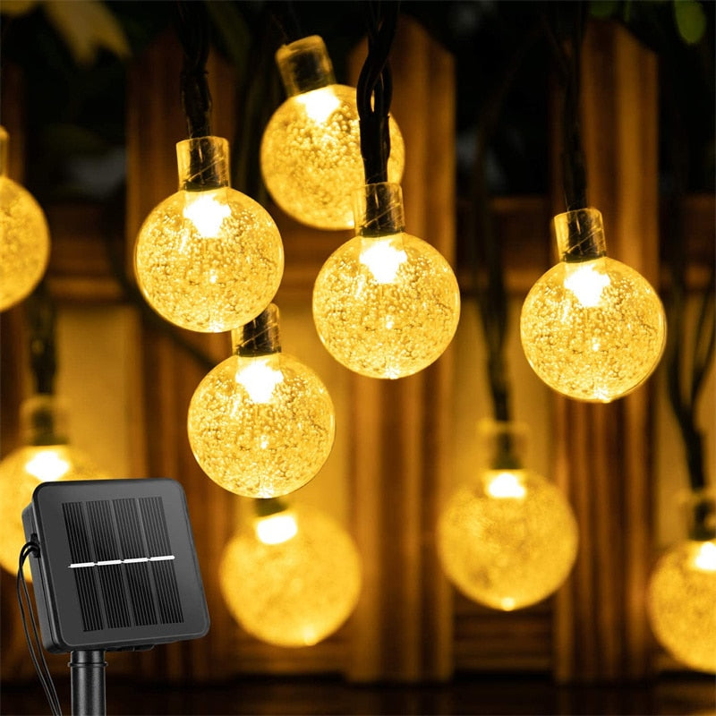 8 Mode Solar String Outdoor Led Crystal Globe Lights. (20-60 LED Globe Lights)