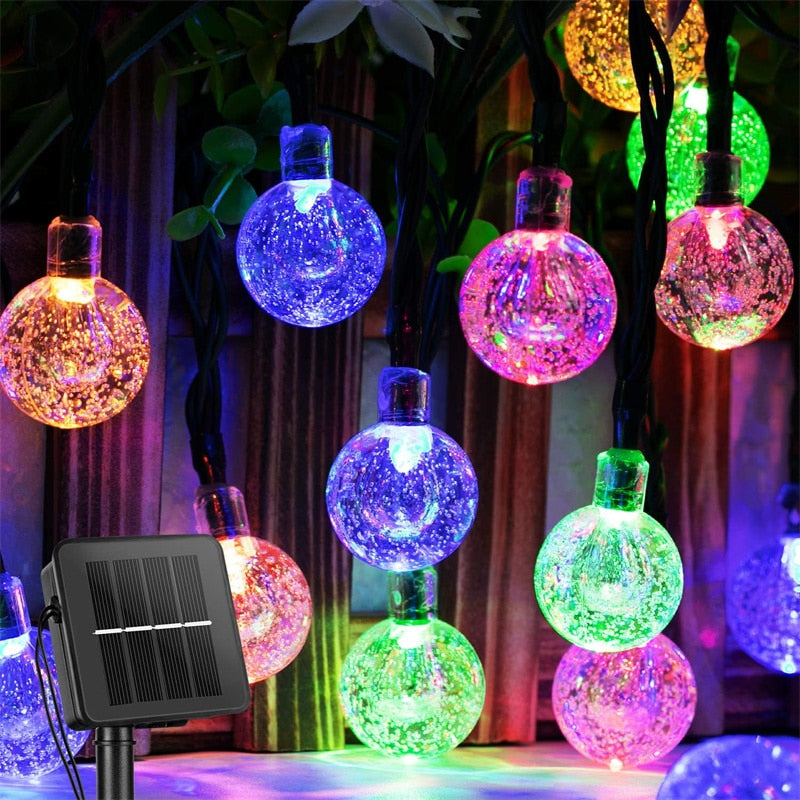 8 Mode Solar String Outdoor Led Crystal Globe Lights. (20-60 LED Globe Lights)