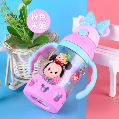 Children Character  Cups Cartoon Plastic Solid. Convenient Outdoor Child Sports Bottle With Straw