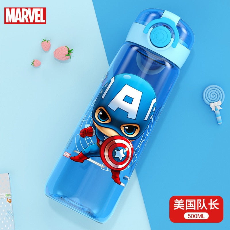 Children Character  Cups Cartoon Plastic Solid. Convenient Outdoor Child Sports Bottle With Straw