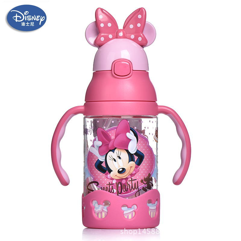 Children Character  Cups Cartoon Plastic Solid. Convenient Outdoor Child Sports Bottle With Straw