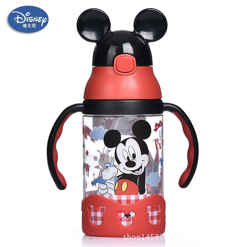 Children Character  Cups Cartoon Plastic Solid. Convenient Outdoor Child Sports Bottle With Straw