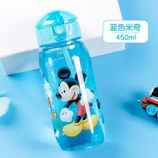 Children Character  Cups Cartoon Plastic Solid. Convenient Outdoor Child Sports Bottle With Straw