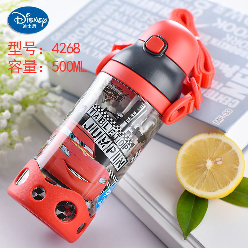 Children Character  Cups Cartoon Plastic Solid. Convenient Outdoor Child Sports Bottle With Straw