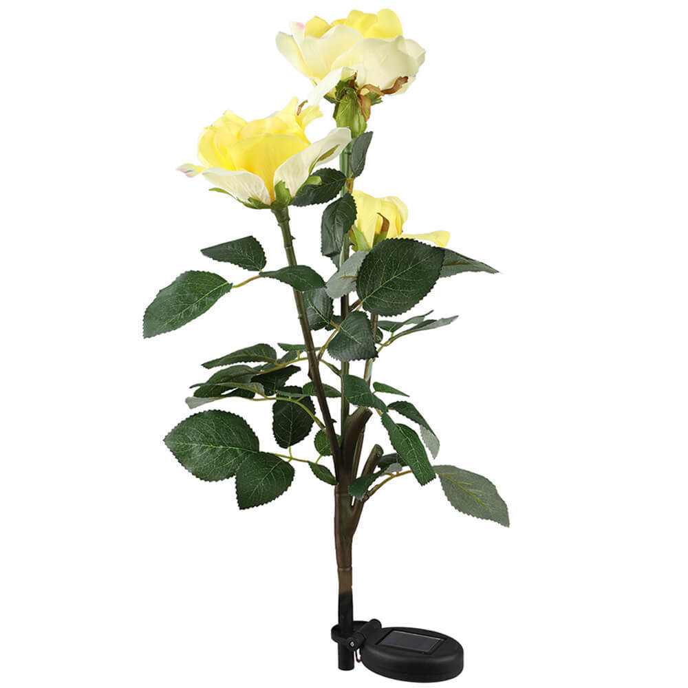 Realistic Solar Garden Rose Light 3 Heads Rose