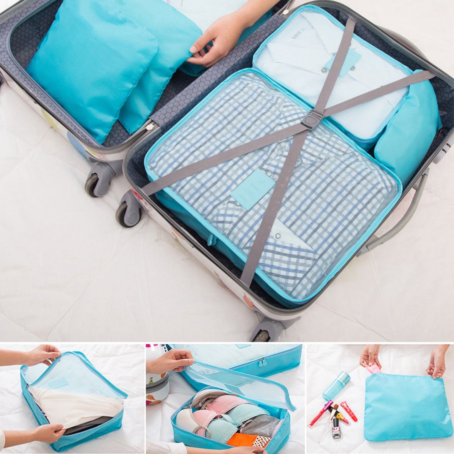 9Pcs Clothes Storage Bags Water-Resistant Travel Luggage Organizer Clothing Packing Cubes