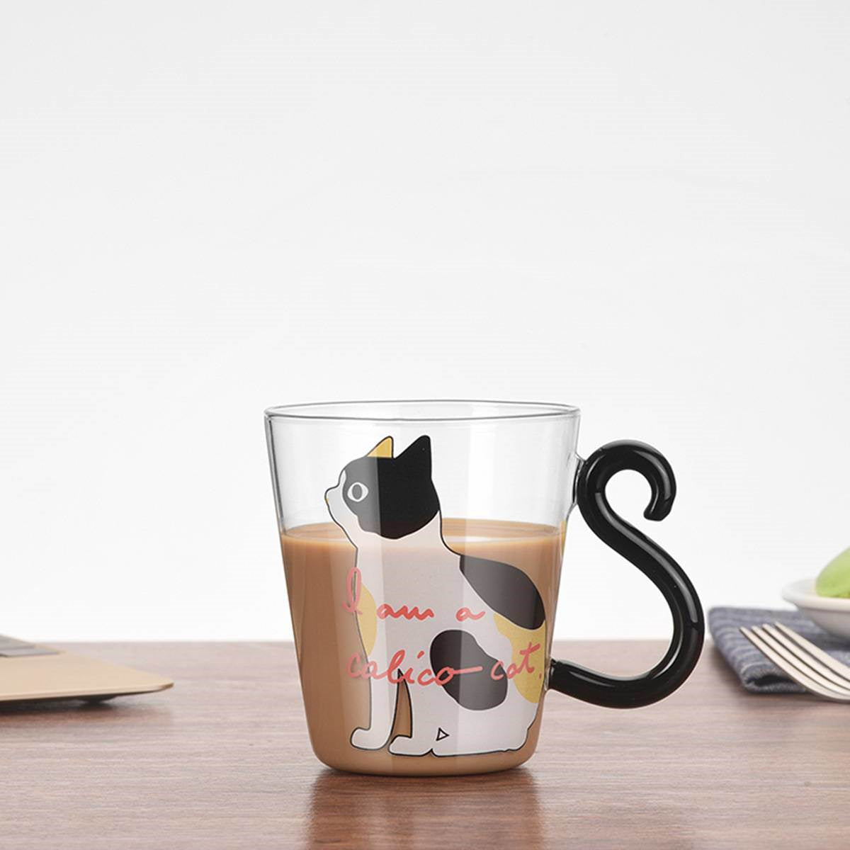 Glass Cup Cute Cat Character Coffee Cup