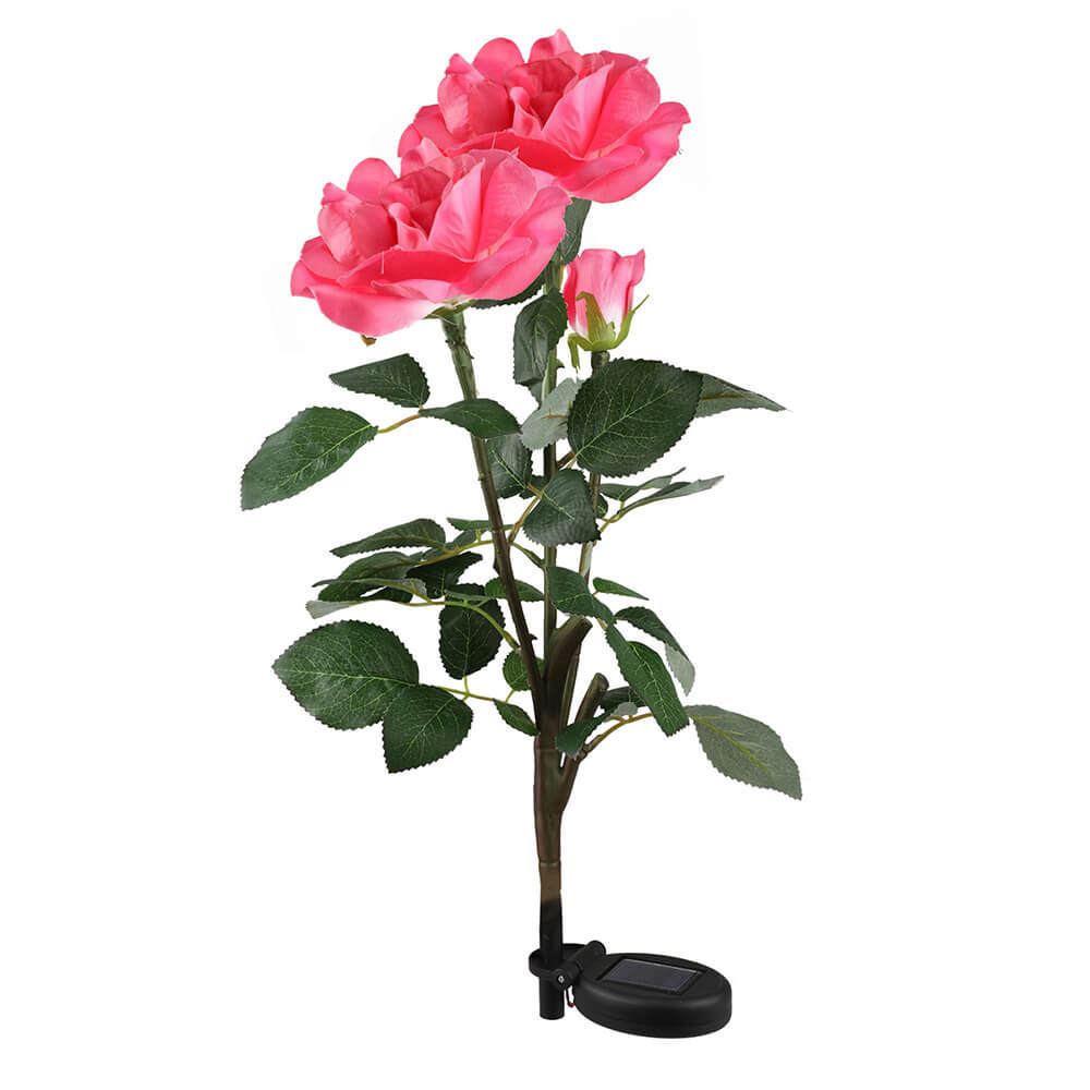 Realistic Solar Garden Rose Light 3 Heads Rose